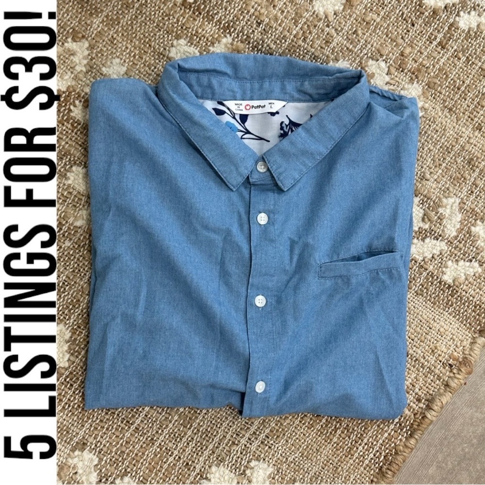 PatPat Men’s Mosaic Cotton Button Down Short Sleeve Collared Shirt Size Large
